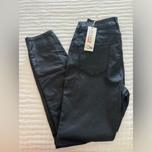 JEANIR Women's High Waist Straight Stretch Hip-up Leather Pants